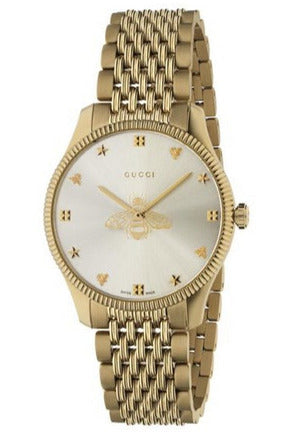 Buy Gucci G-TIMELESS 36MM GOLD PVD SILVER DIAL SLIM UNISEX Watch YA1264155