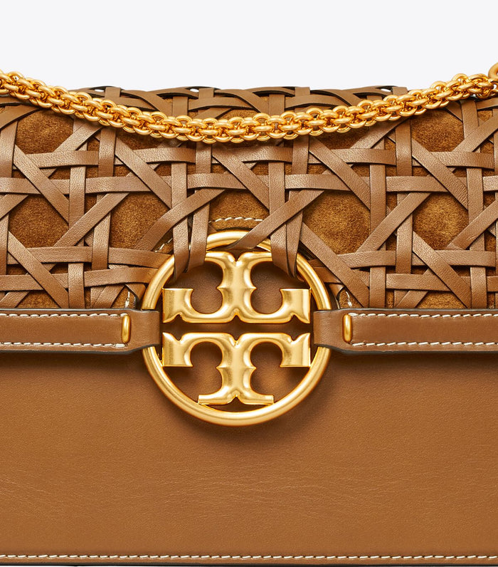 TORY BURCH Miller Basket Weave Moose Shoulder Bag