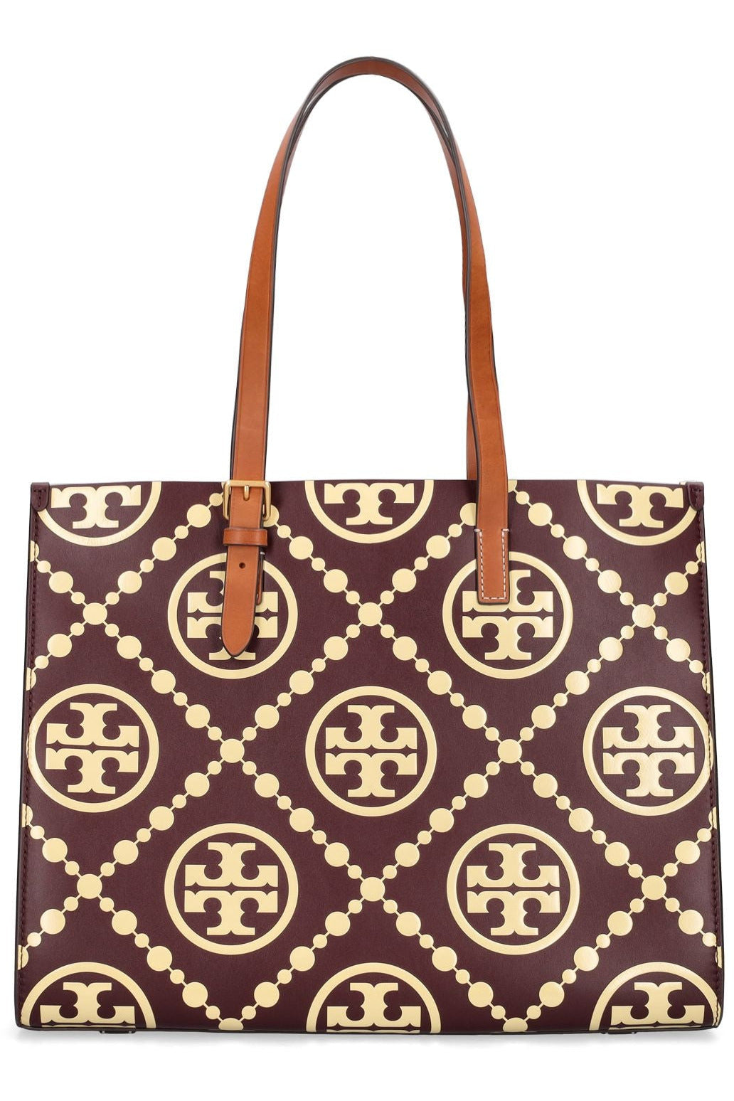 Buy Tory Burch Bag T Monogram Contrast Embossed Tote - Beetle Berry