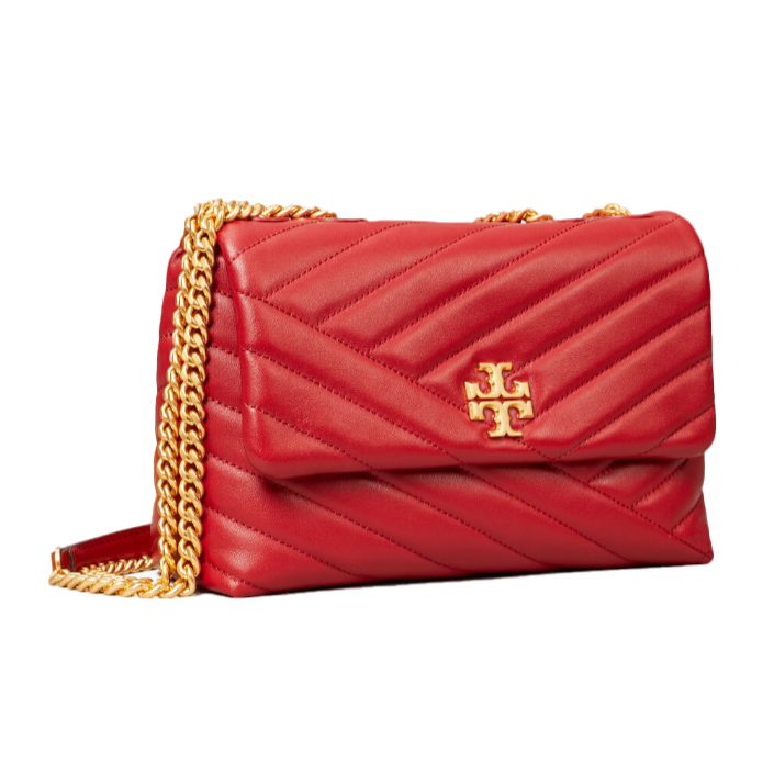 Tory Burch Kira Chevron Convertible Shoulder Medium Bag - Red Apple