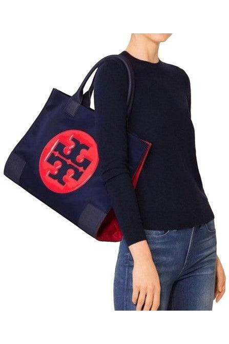 Tory Burch Ella Tote Colorblock Nylon Bag in Cherry/Navy - 36757