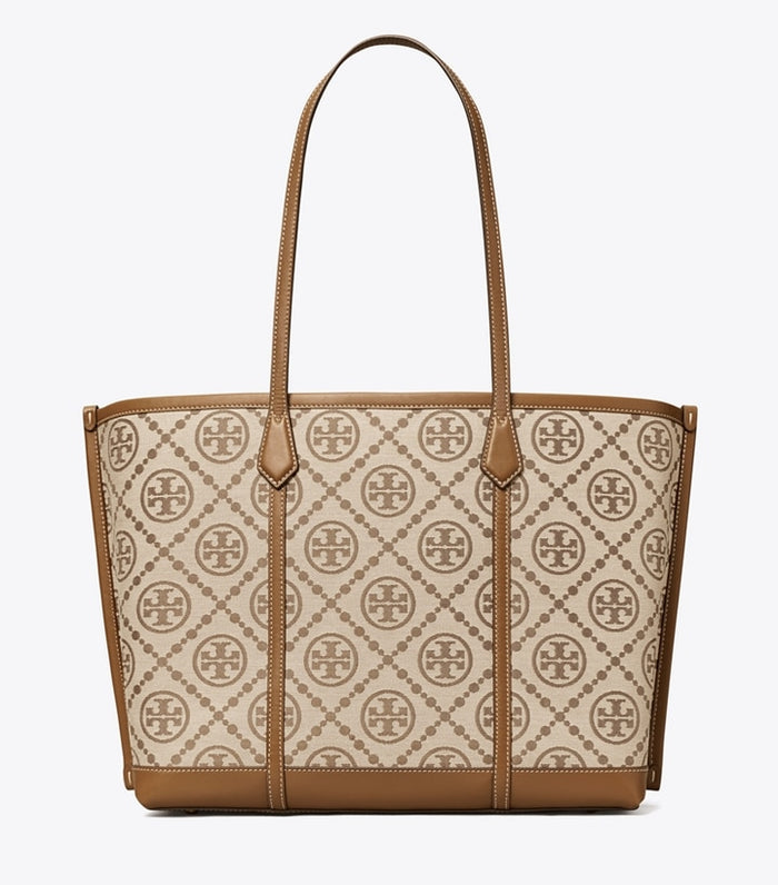 Tory Burch 83313 PERRY T MONOGRAM SMALL TRIPLE-COMPARTMENT TOTE IN HAZEL  371 