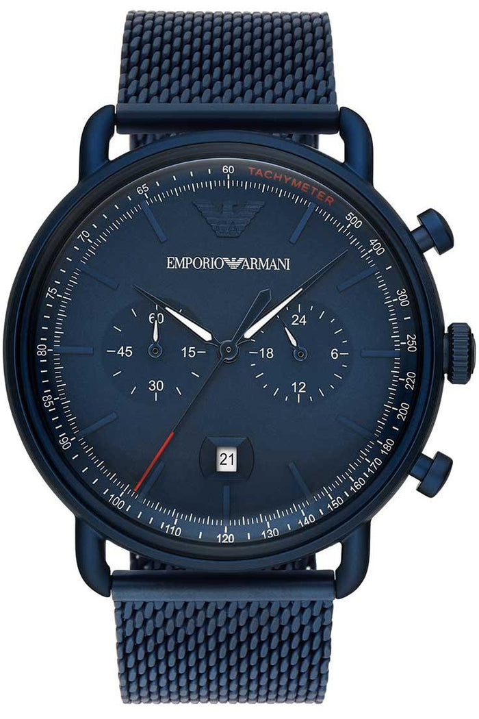 Buy Emporio Armani Aviator Navy Blue Mesh Bracelet Navy Blue Dial  Chronograph Quartz Watch for Gents - Emporio Armani AR 11289