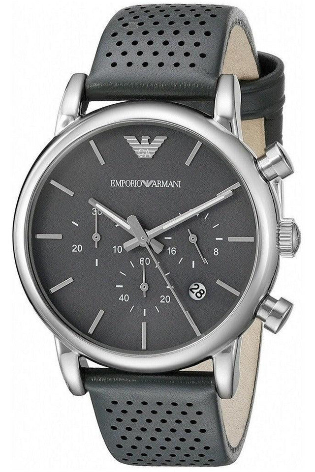 Buy Emporio Armani Luigi Grey Leather Grey Dial Quartz Watch for Gents- EMPORIO  ARMANI AR-1735
