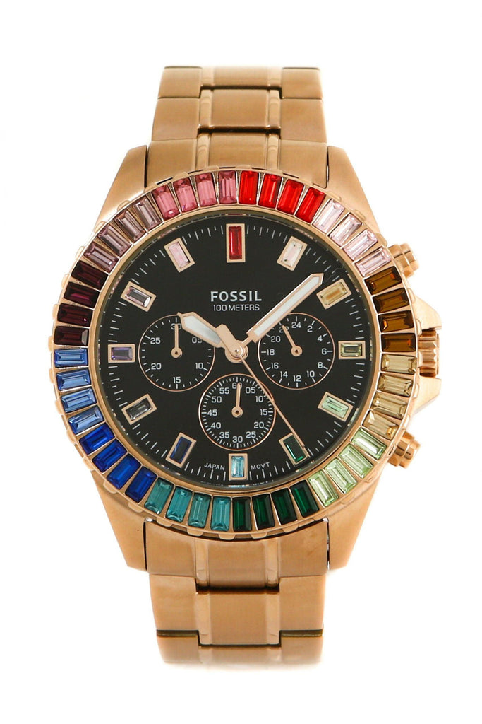 Fossil Limited Edition Garrett Rose Gold Stainless Steel Black