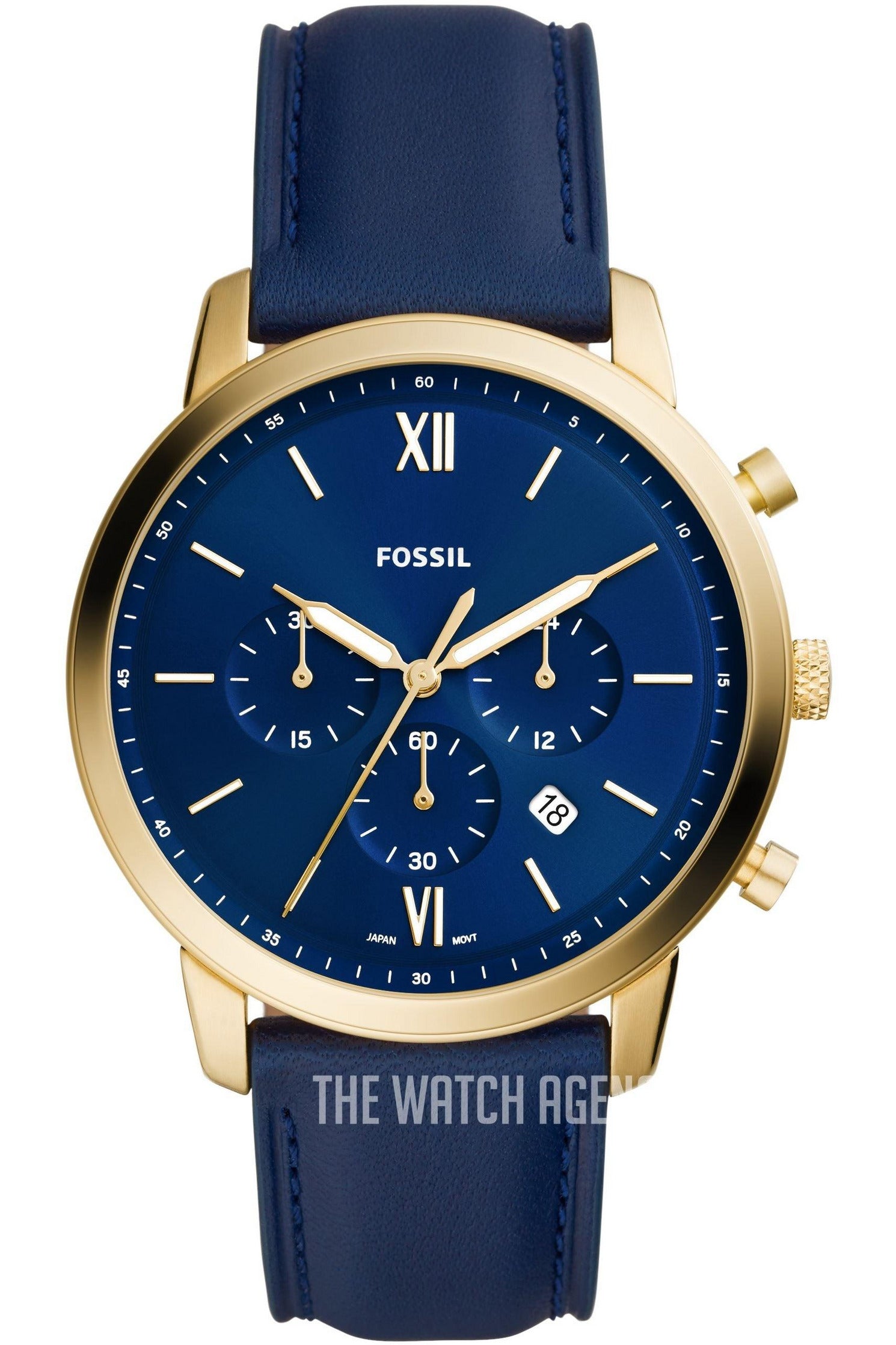 Buy Fossil Neutra Blue Leather Strap Blue Dial Chronograph Quartz Watch for  Gents - Fossil FS5790