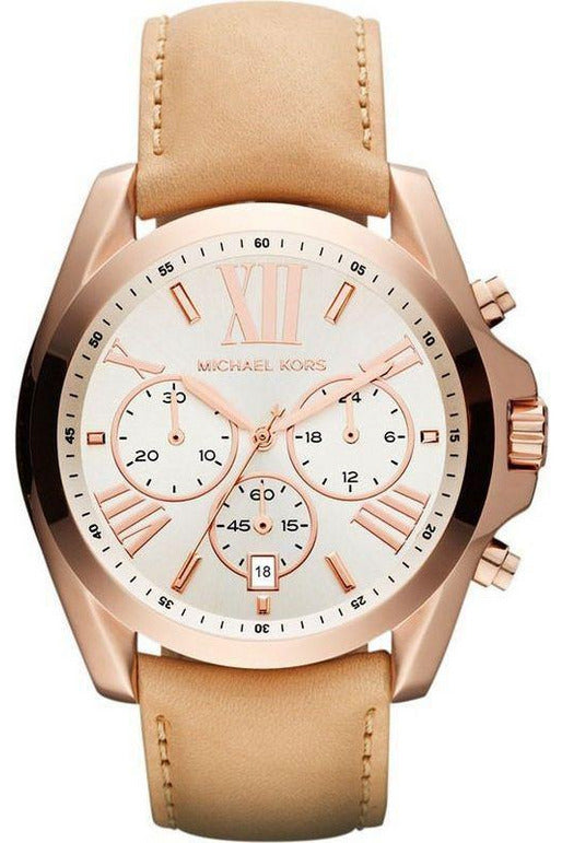Buy Michael Kors Bradshaw Brown Leather Strap White Dial Chronograph Quartz  Watch for Ladies - MK-2292