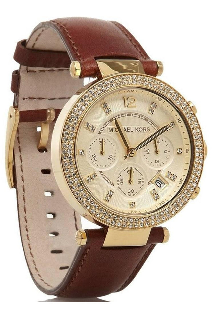 Michael Kors Watch Pyper For Ladies With Leather Strap Beige MK2748
