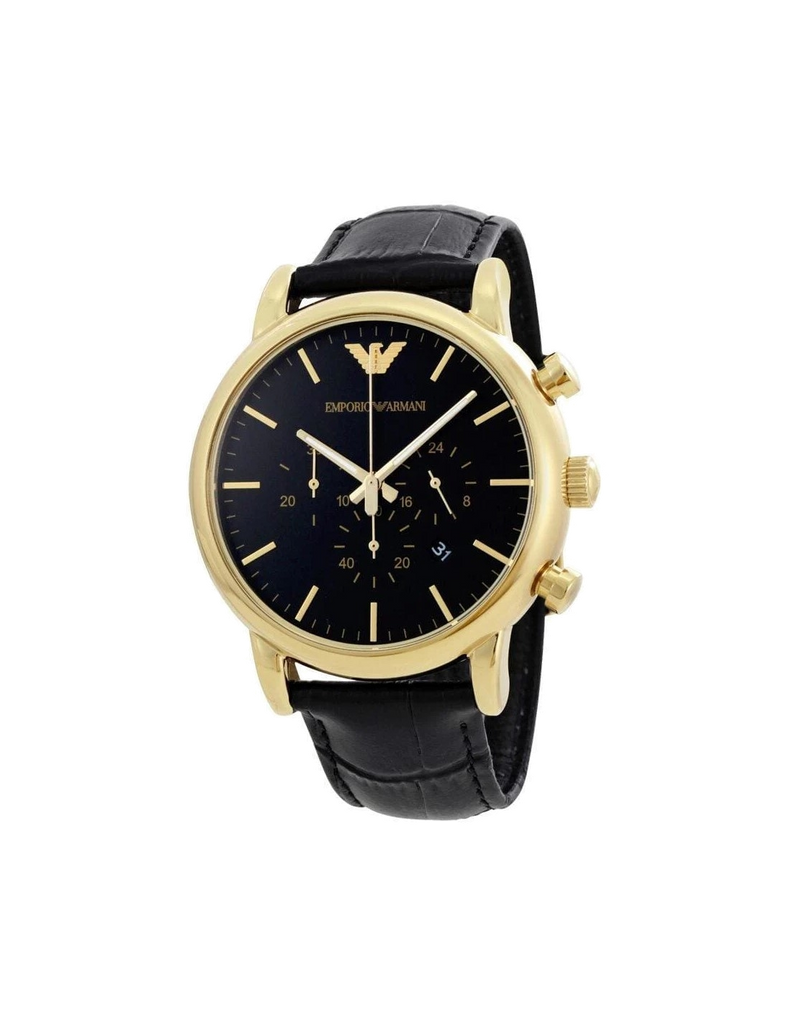 Buy Emporio Armani Chronograph Men's Quartz Leather Strap Black Dial 46mm  Watch - AR1917