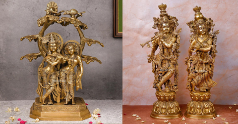 holi gifts radha krishna statue, brass radha krishna