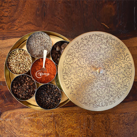 brass spice box,spice box,masala dabba