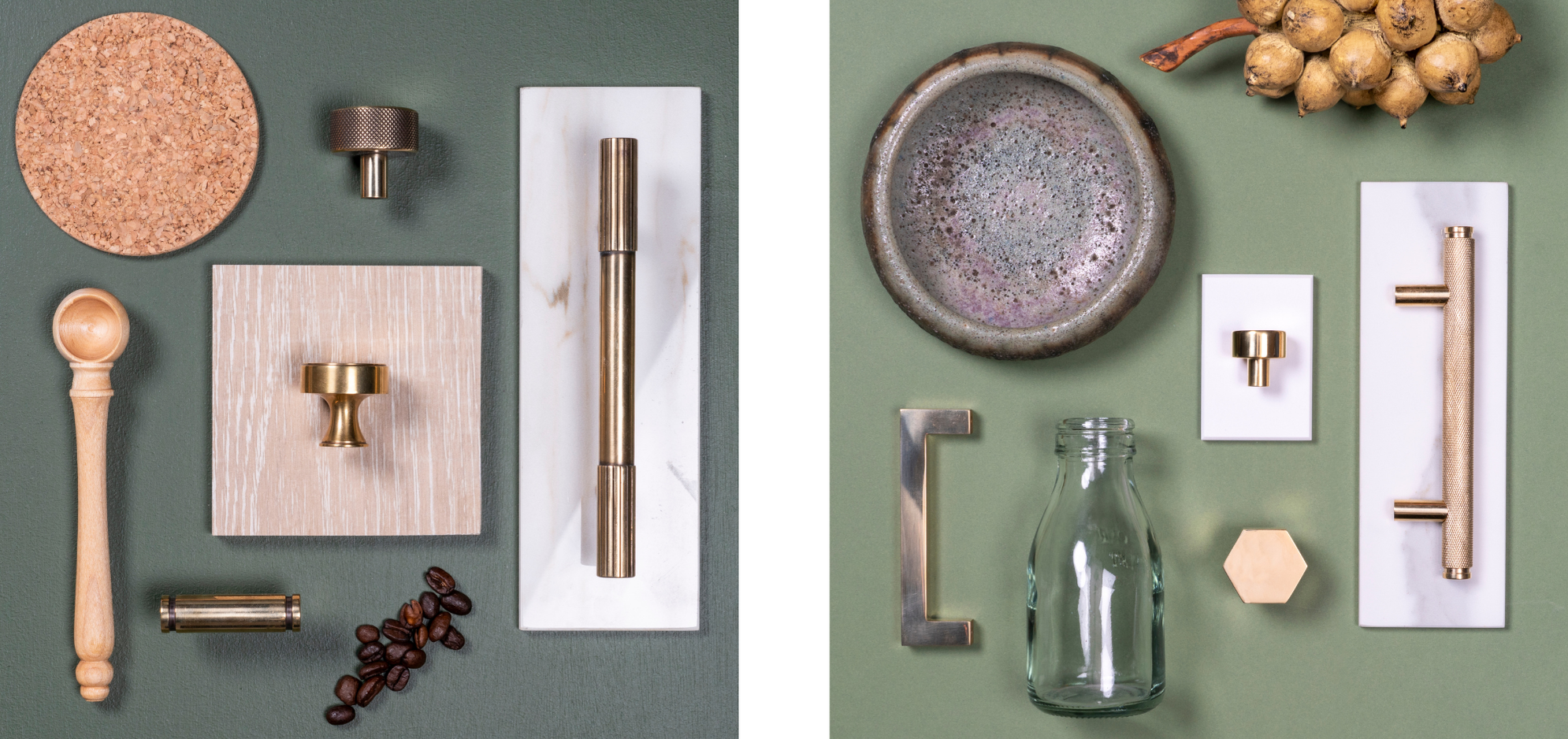 Moodboards of From The Anvil's Aged Brass and Polished Brass hardware