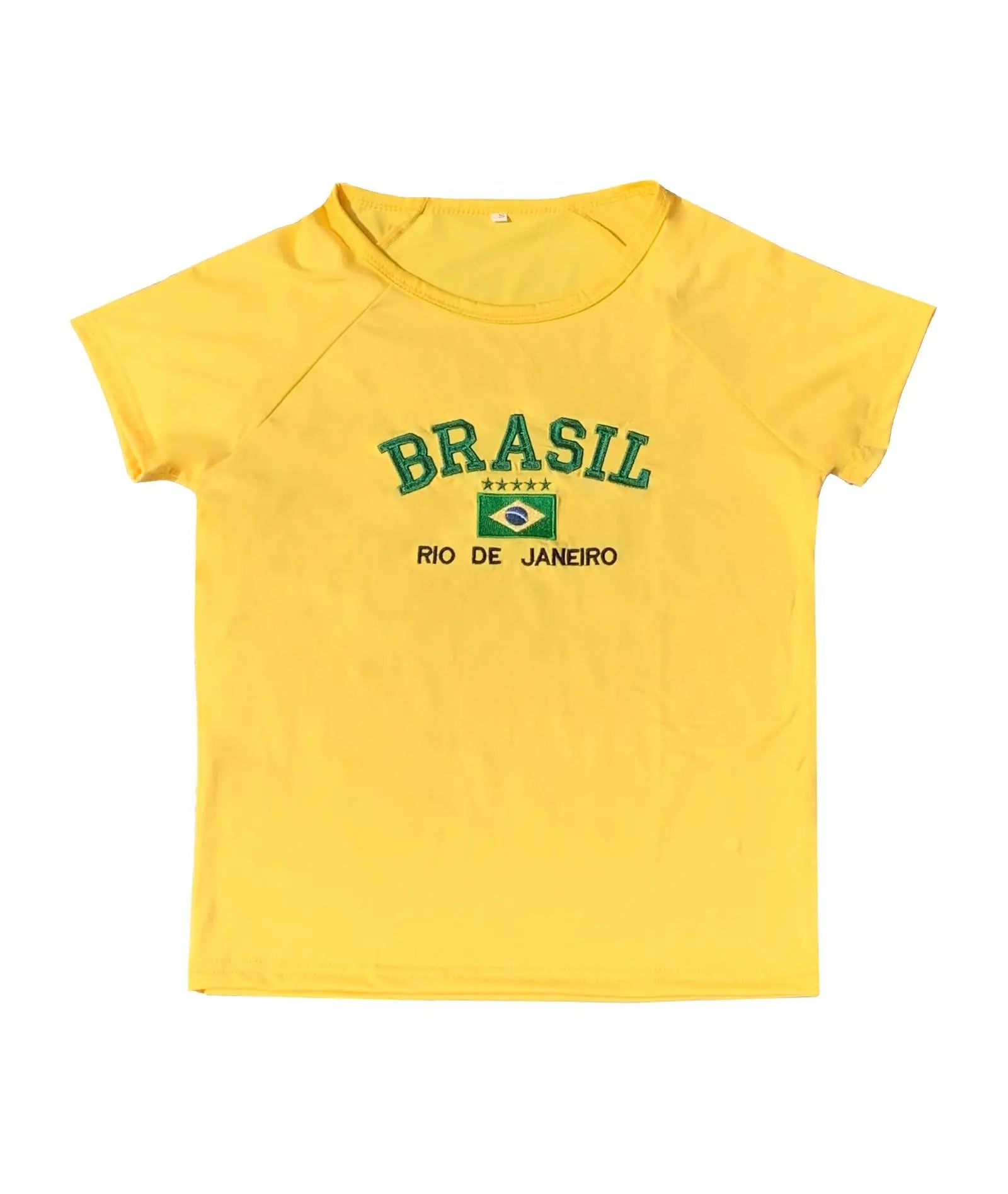 GETADME 2025 Retro Street Aesthetic Baby T-shirt Women Green Brazil Letters Print Crop Tops Casual Slim Short Sleeve Y2k Clothes E-girls