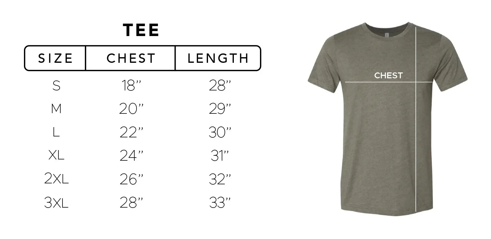 t-shirt size chart