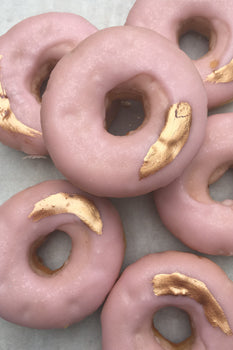 Custom Made Pink and Gold Donuts