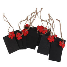 Chalkboard Tags with Red Flower