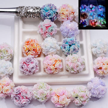 Luminous Glitter Soft Rose Flower Clay Beads, 20MM, Random Mix