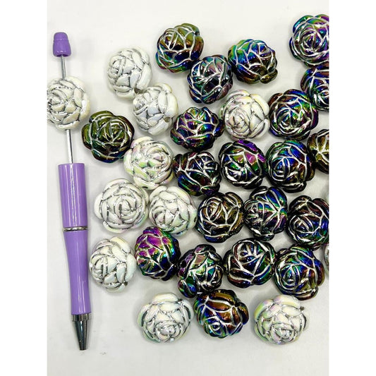 Fancy Clay Beads with Large & Small Rhinestones and and Metal Bead