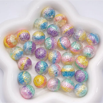 Shiny Trichromatic Cracks Inside Round Acrylic Beads, 16MM