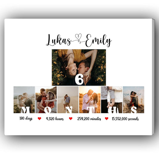 Personalized 6 Months Anniversary Gift for Him, 6th Month Anniversary Gift  for Boyfriend, Custom Heart Photo Collage, Six Months Anniversary 