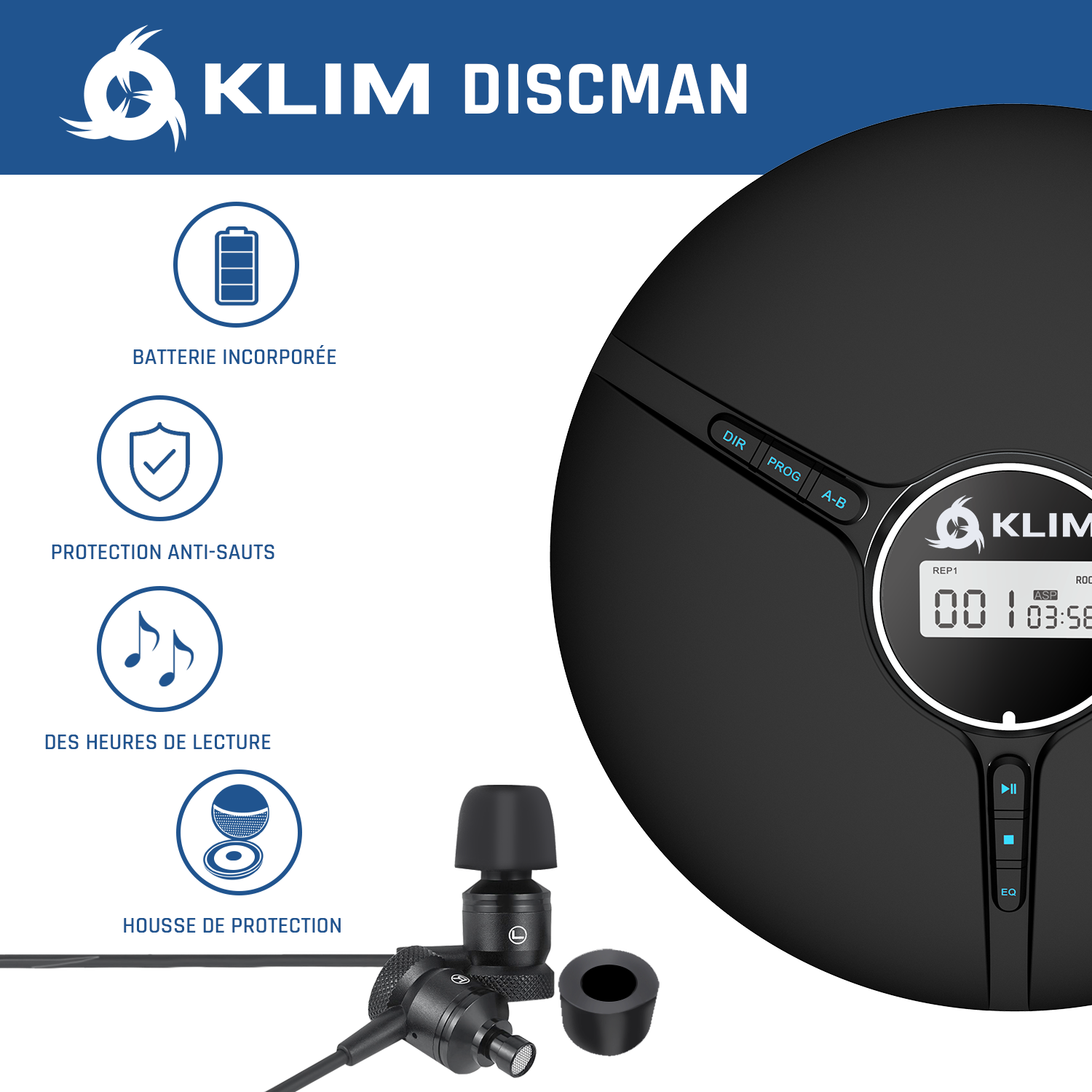 KLIM Discman Lecteur CD Portable