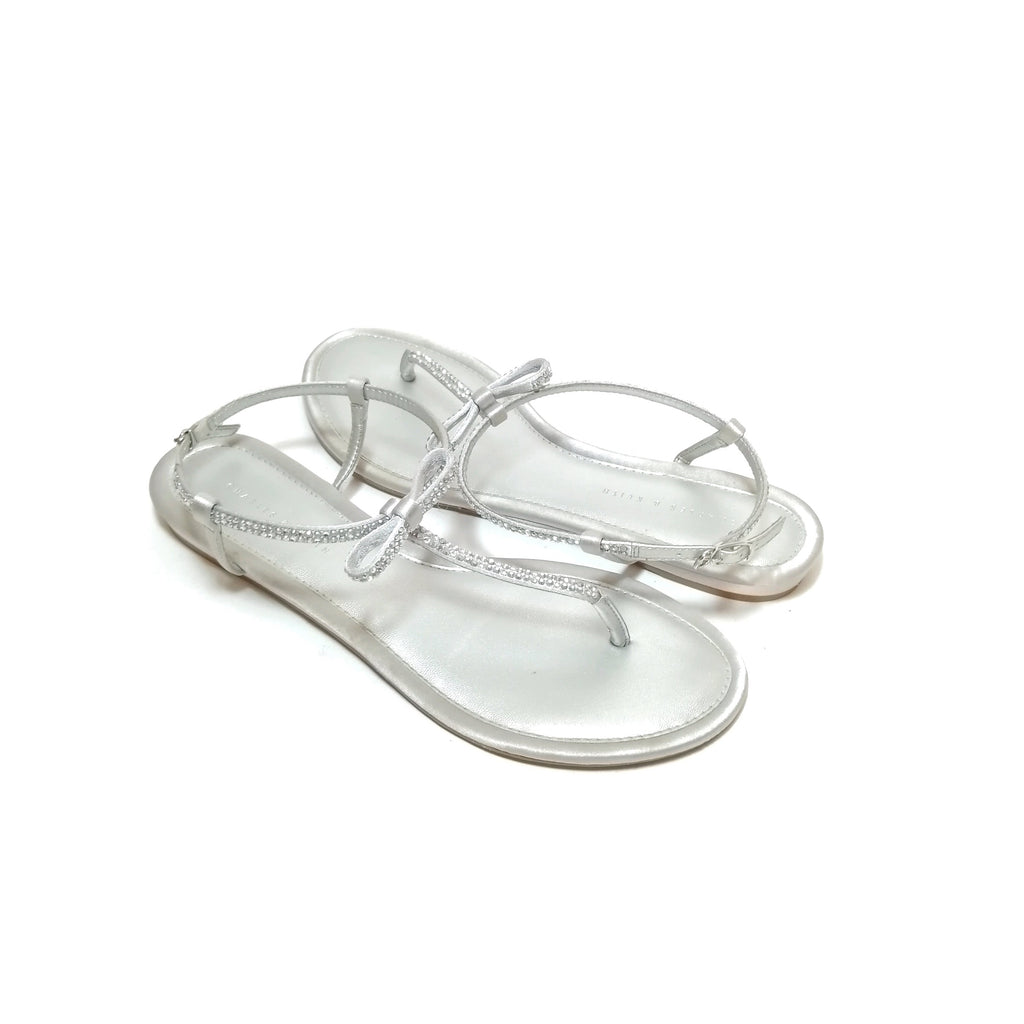 Charles & Keith Silver Thong Rhinestone Sandals | Gently Used ...