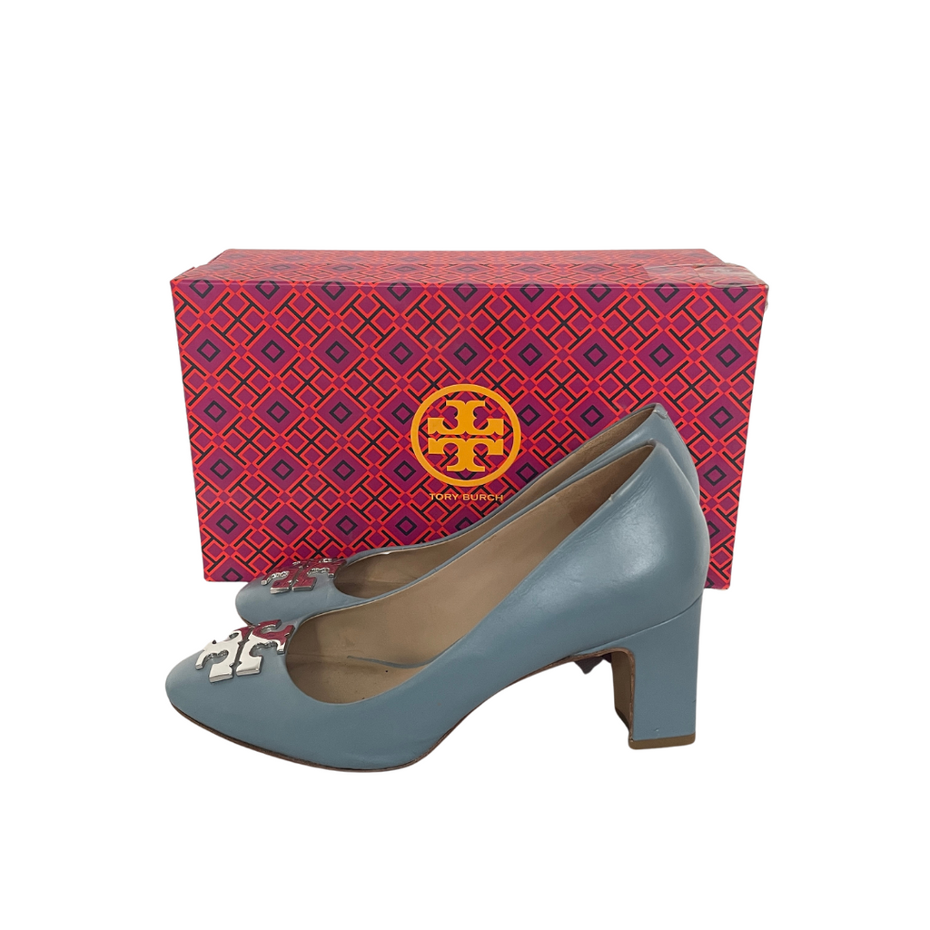 Tory Burch 'Raleigh' Blue Block Heel Pumps | Pre Loved | | Secret Stash