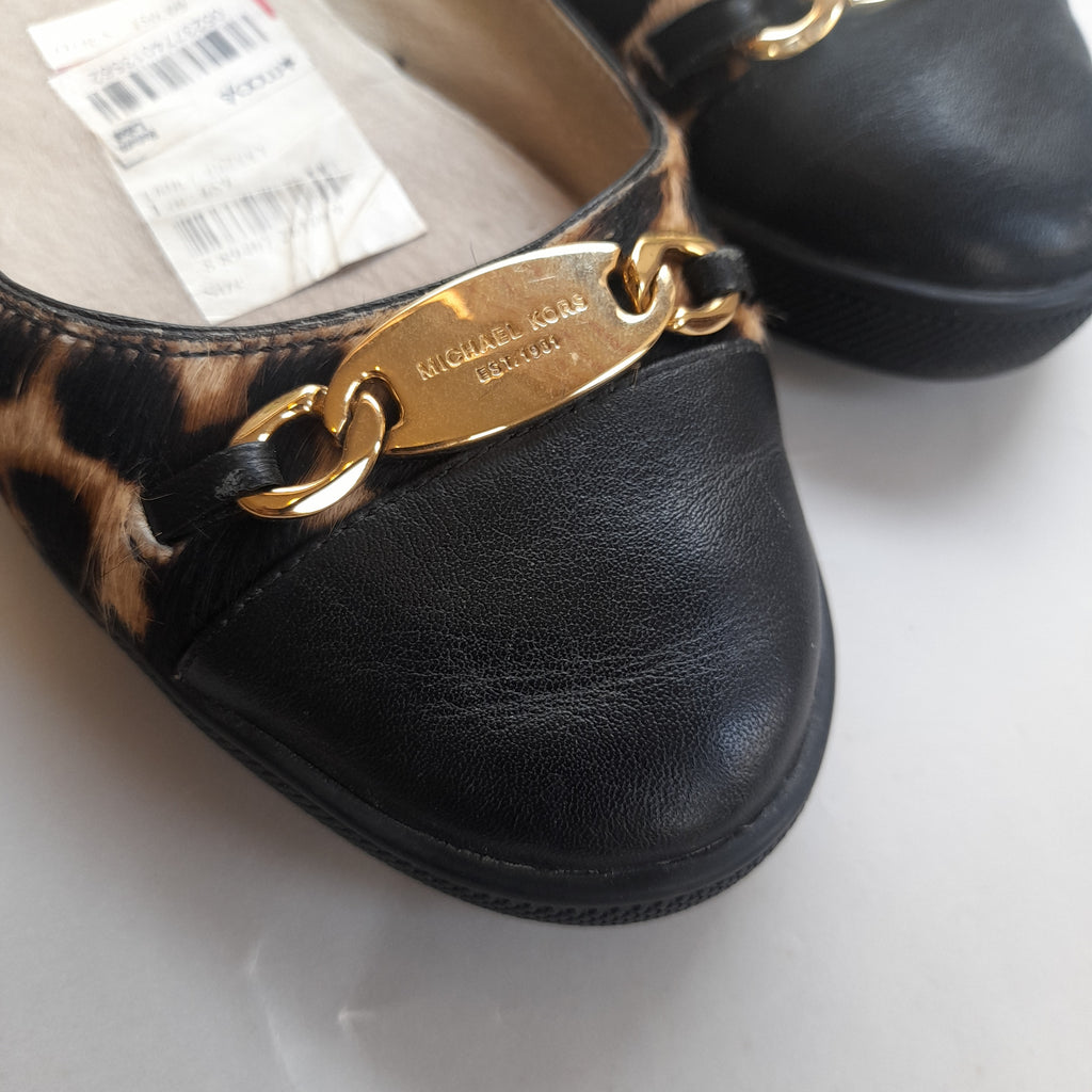 Michael Kors Cheetah Print & Black Leather Ballet Flats | Pre Loved | |  Secret Stash