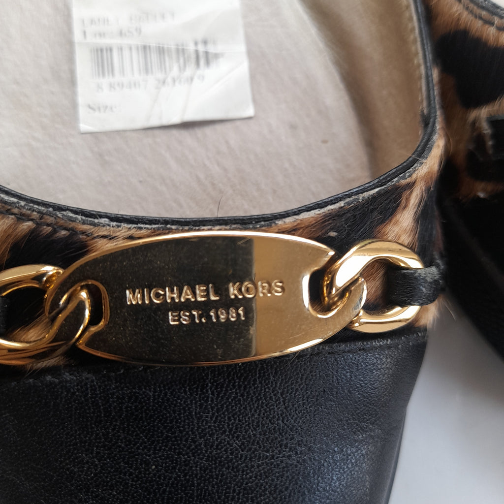 Michael Kors Cheetah Print & Black Leather Ballet Flats | Pre Loved | |  Secret Stash