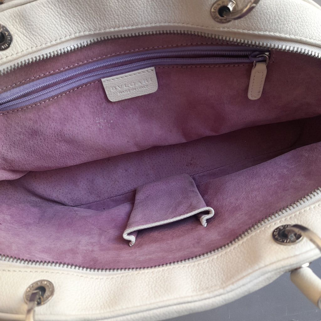 Bvlgari Cream Leather Dome Tote | Pre Loved | | Secret Stash