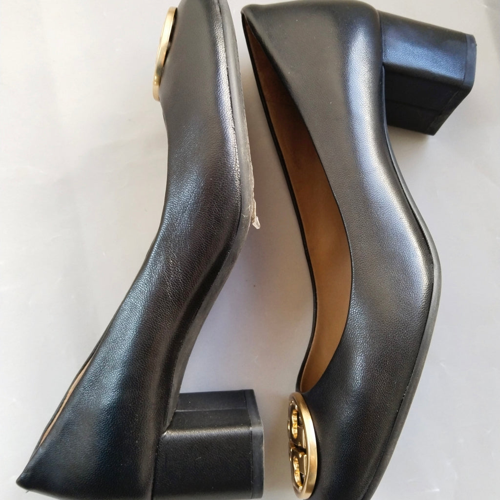 Tory Burch Black Leather Chelsea Block Heel Pumps | Gently Used | | Secret  Stash