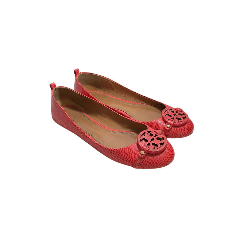 Tory Burch Miller Melon Red Ballet Flats | Pre Loved | | Secret Stash