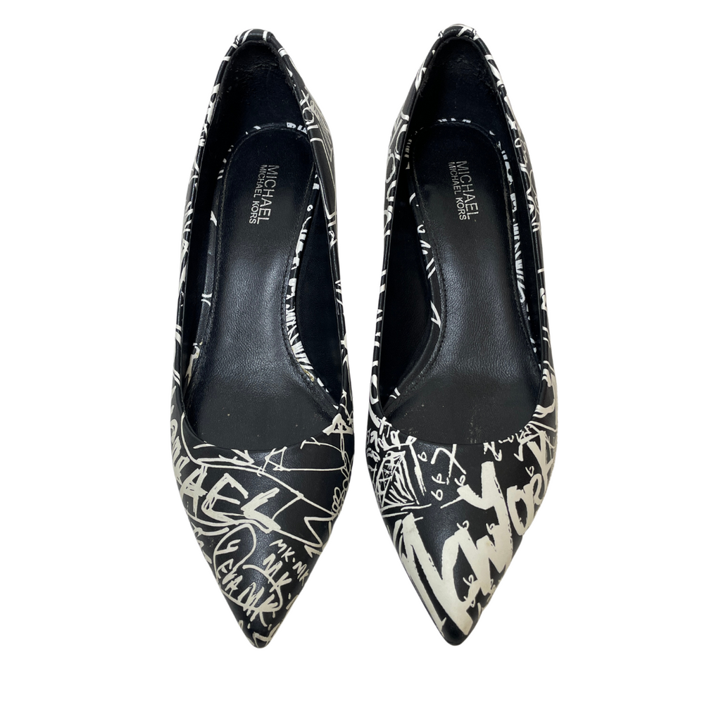 Michael Kors Black and White Graffiti Leather Pumps | Gently Used | |  Secret Stash