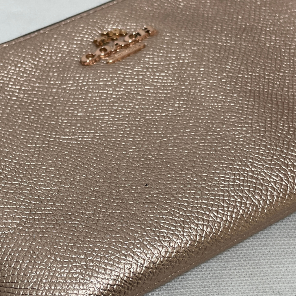 Coach Rose-gold Small Leather Wristlet | Pre Loved |