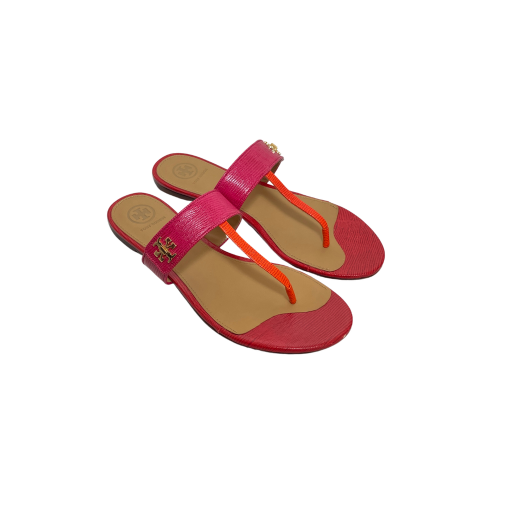 Tory Burch Orange & Pink Leather 'Kira' Sandals | Gently Used | | Secret  Stash