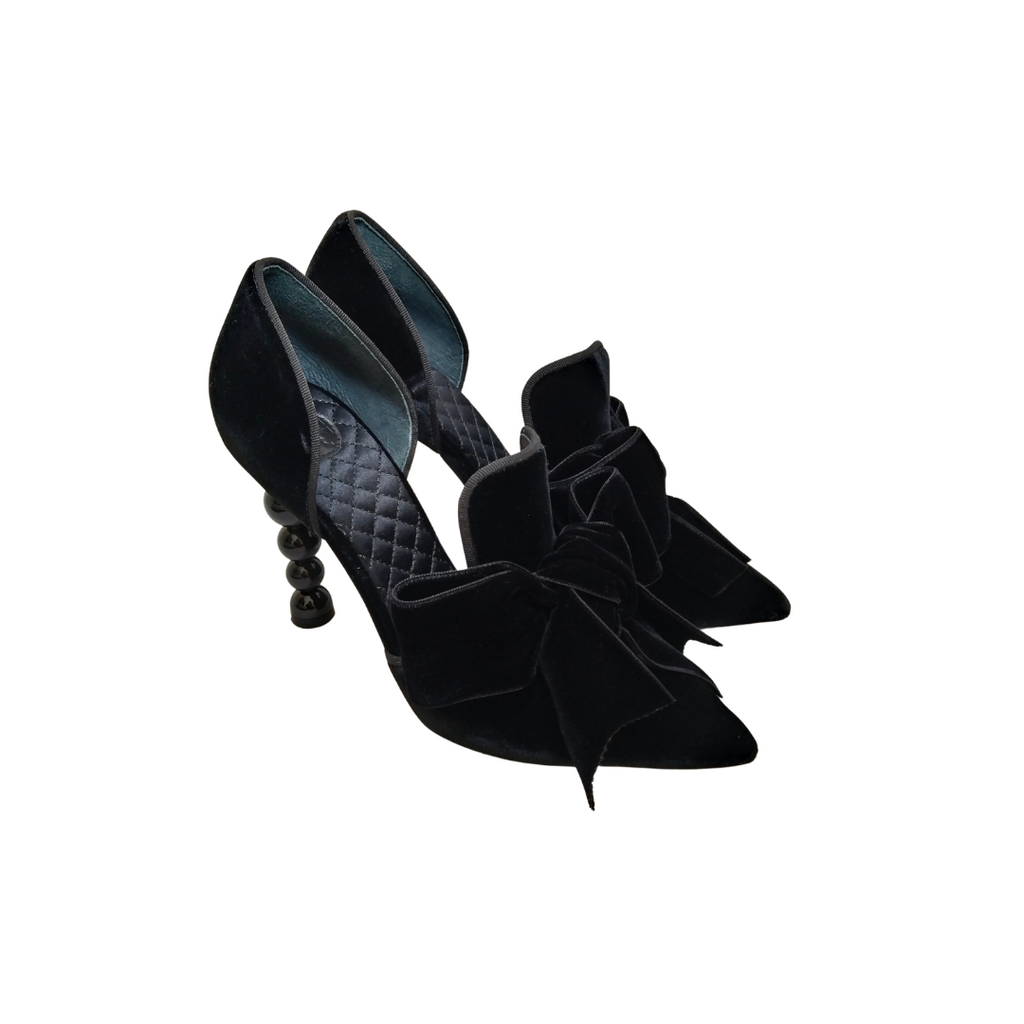 Tory Burch Black Velvet 'Clara' Pointed Bow D'orsay Heels | Like New | |  Secret Stash