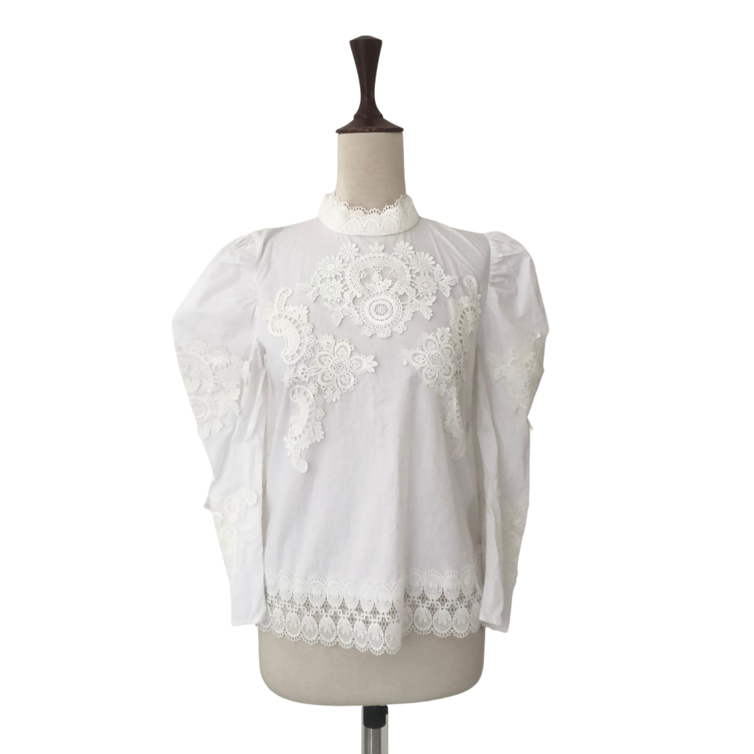 zara white lace long sleeve top