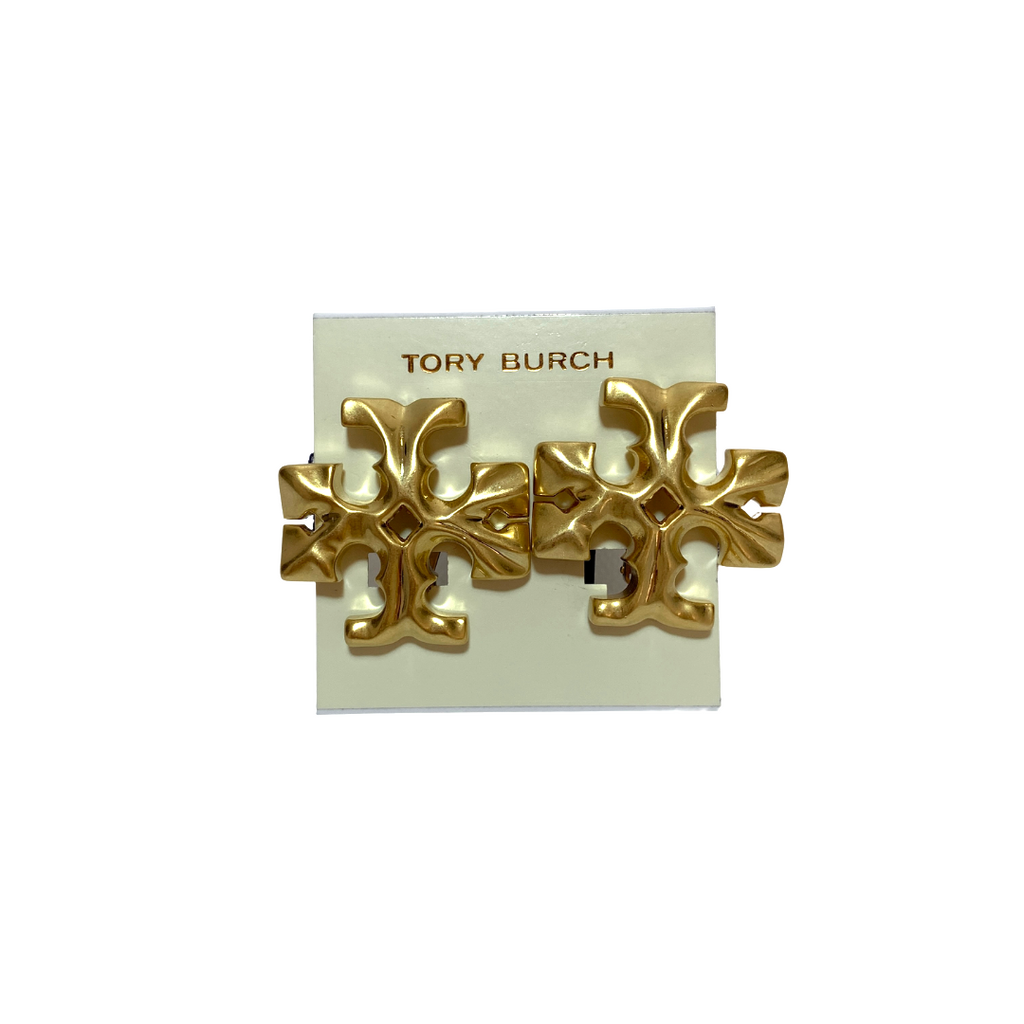 Tory Burch Gold Large Logo Stud Earrings | Brand New | | Secret Stash