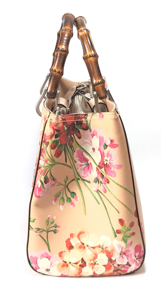 Gucci Bamboo Shopper Blooms Leather Tote Bag | Like New | | Secret Stash
