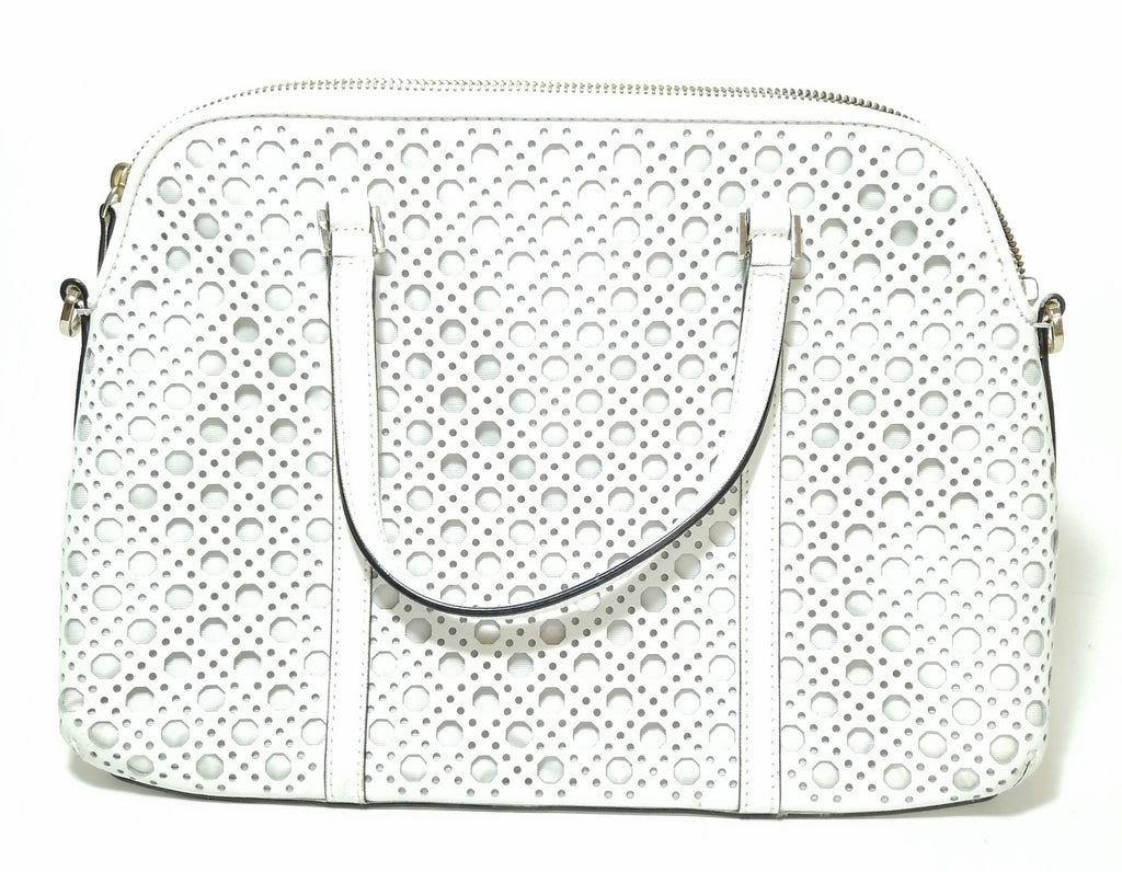 Kate Spade White 'RACHELLE Newbury' Laser-Cut Leather Tote | Gently Us ...