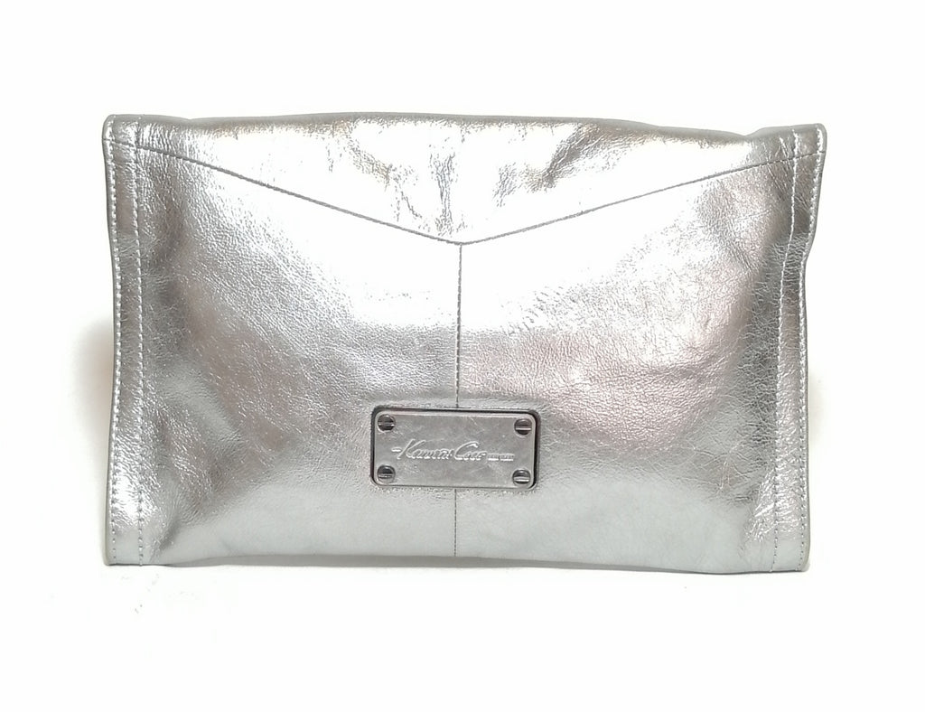 Kenneth Cole Silver Leather Knot Clutch | Gently Used | | Secret Stash