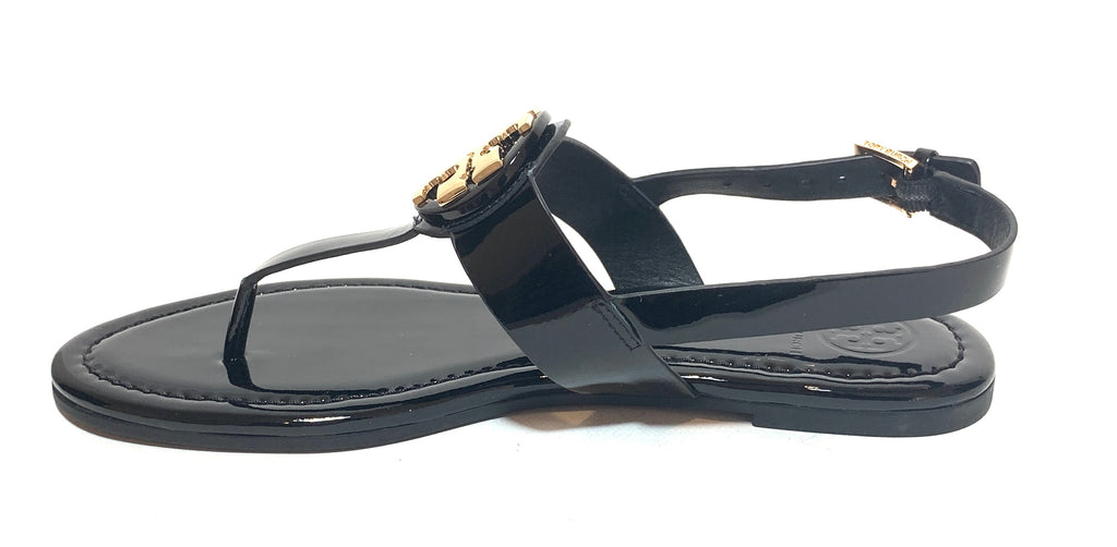 Tory Burch Black Patent Leather 'Claire' Thong Sandals | Brand New | |  Secret Stash