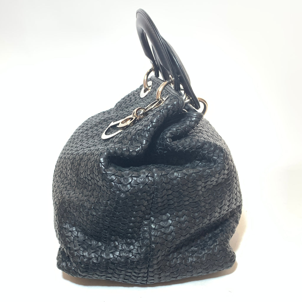 Christian Dior Black Woven Leather 'Lady Dior' Tote | Gently Used ...