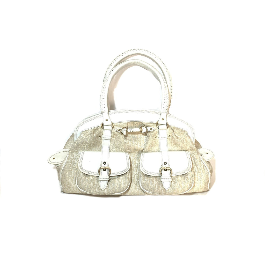 christian dior tote white and gold