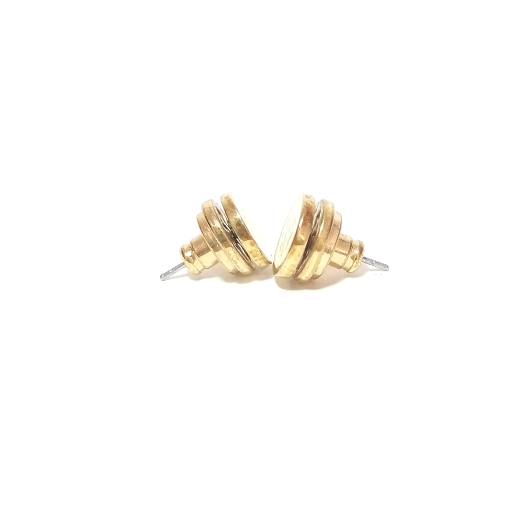 Tory Burch White & Gold Logo Stud Earrings | Pre Loved | | Secret Stash