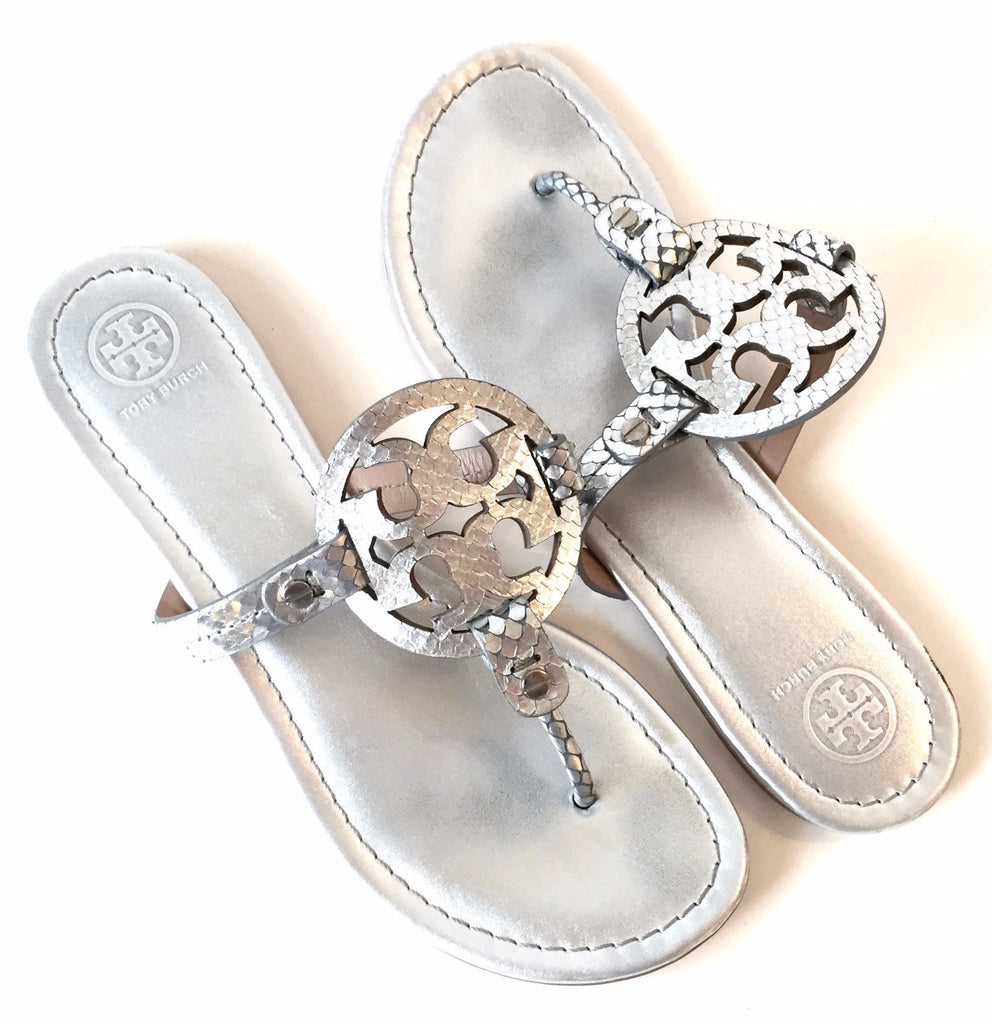 Tory Burch Silver Leather 'Miller' Sandals | Gently Used | | Secret Stash