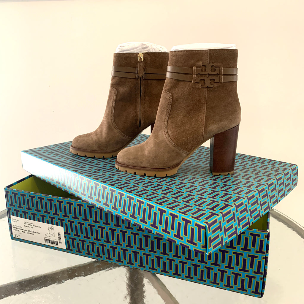 Tory Burch 'Leigh' Lug Sole Beige Suede Boots | Brand New | | Secret Stash