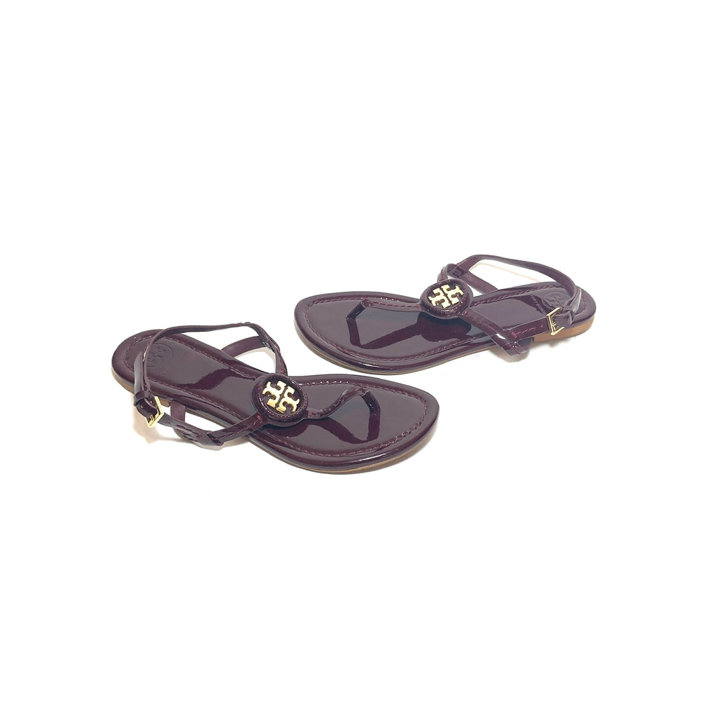 Tory Burch Burgundy Patent Leather 'Dillan' Thong Sandals | Like New | |  Secret Stash