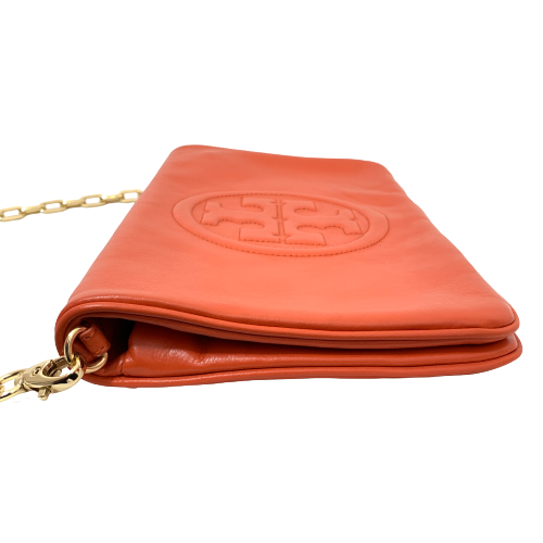 Tory Burch Orange Leather 'Bombe Reva' Clutch | Gently Used | | Secret Stash