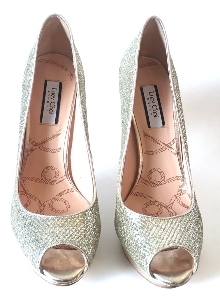 Lucy Choi London 'Amazonite' Glitter Peep-toe Pumps | Like New ...